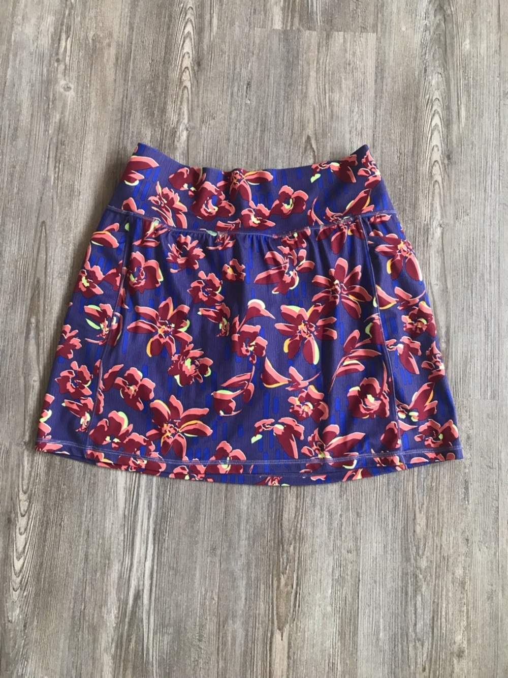 Athleta Women's Floral A-Line Skort in Blue and Pink